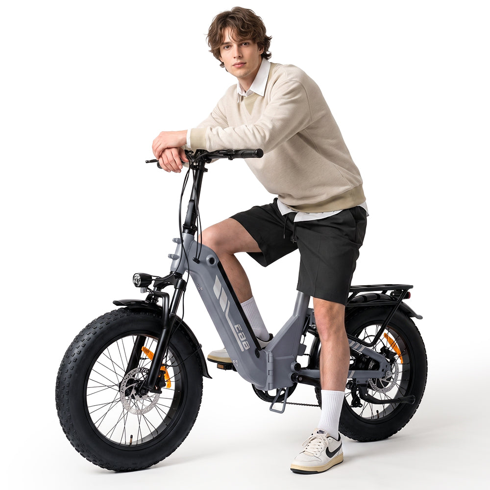 isinwheel EB8 opvouwbare elektrische fiets met 20 inch brede banden in grijs