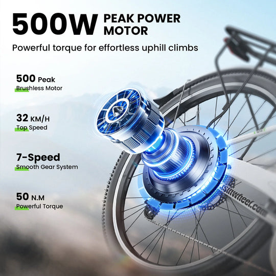isinwheel U2 City Commuter Electric Bike 500W 105 KM Long-Range