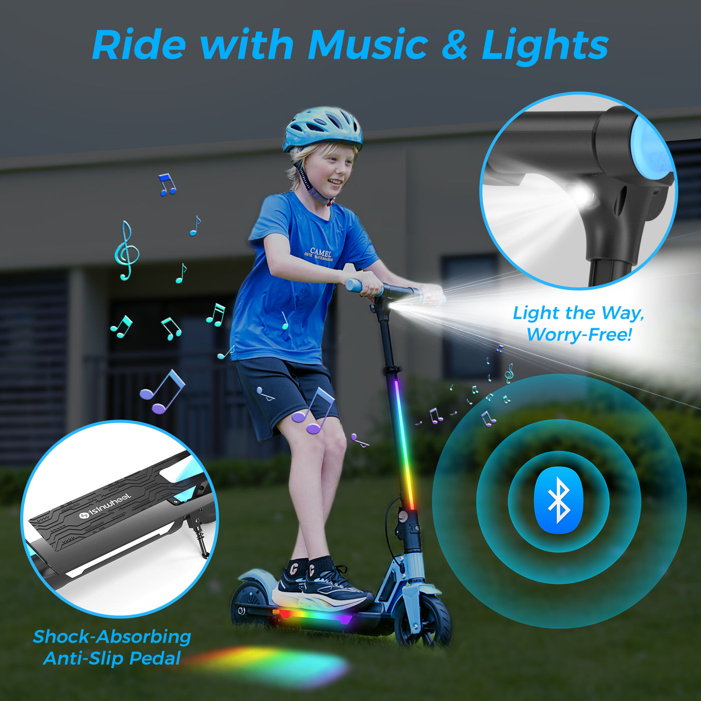 isinwheel S7 Glow Adjustable Kids E-Scooter
